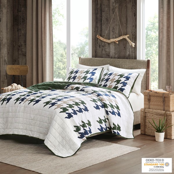 Woolrich Hudson Oversized Cotton Quilt Mini Set in Green, King/Cal King WR13-3474