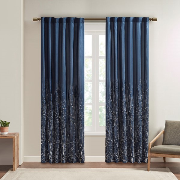 Madison Park Andora Curtain Panel in Navy, 50x84" MP40-1781