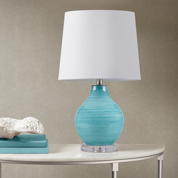 510 Design Maelle Blue Aqua Swirl Blown Glass Table Lamp in Aqua FB153-1181