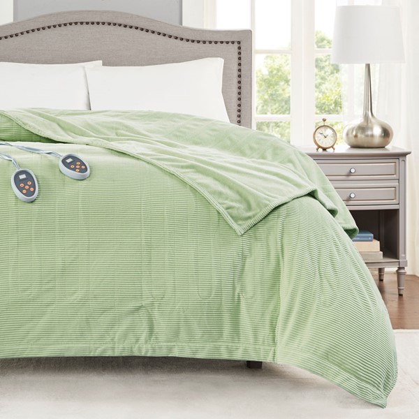 Beautyrest Electric Micro Fleece Heated Blanket in Green, Full BR54-0188