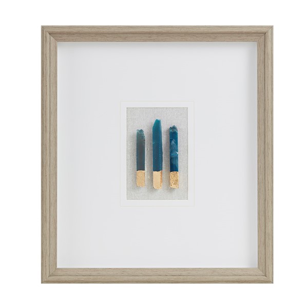 Martha Stewart Staggered Stones Natural Agate Double Mat Shadow Box Wall Decor in Blue MT95B-0083