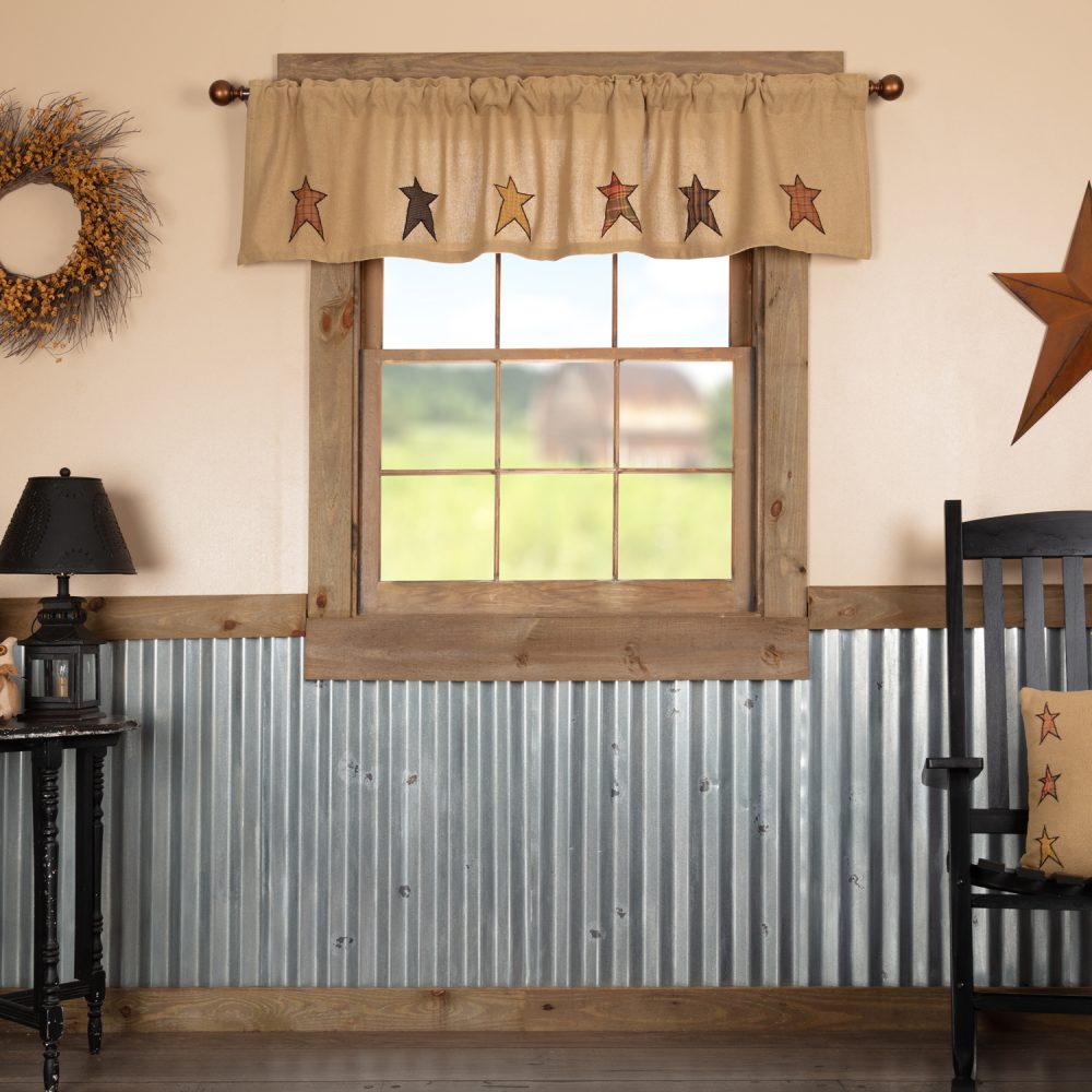 Stratton Burlap Applique Star Valance 16x72