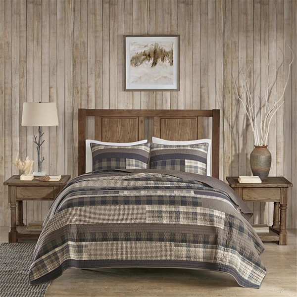 Woolrich Winter Plains 100% Cotton Oversized Quilt Mini Set in Taupe, Full/Queen WR14-1726