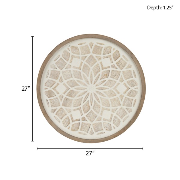 Madison Park Leah Round Two-tone Medallion Wall Decor in Natural/White MP95B-0273