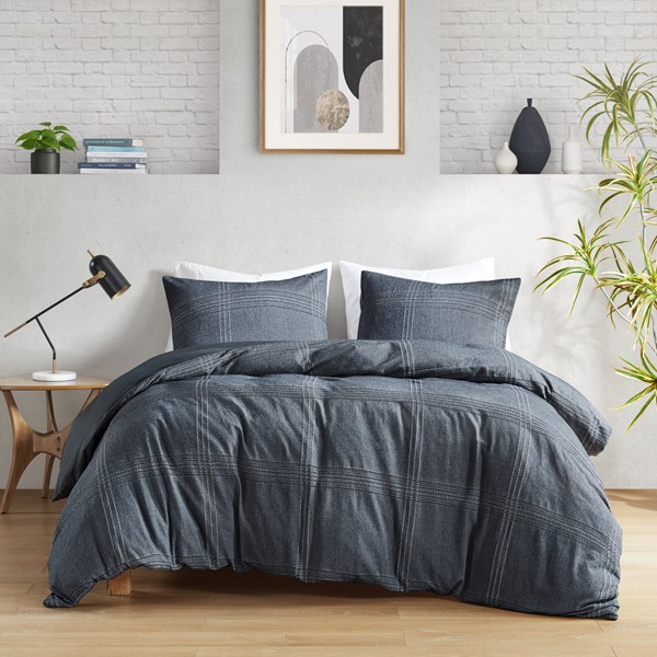 Croscill Casual Anders 3 Piece Duvet Set in Charcoal, Full/Queen CCA12-0001