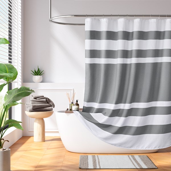 Madison Park Spa Waffle Shower Curtain with 3M Treatment in Charcoal, 72x72" MP70-8449