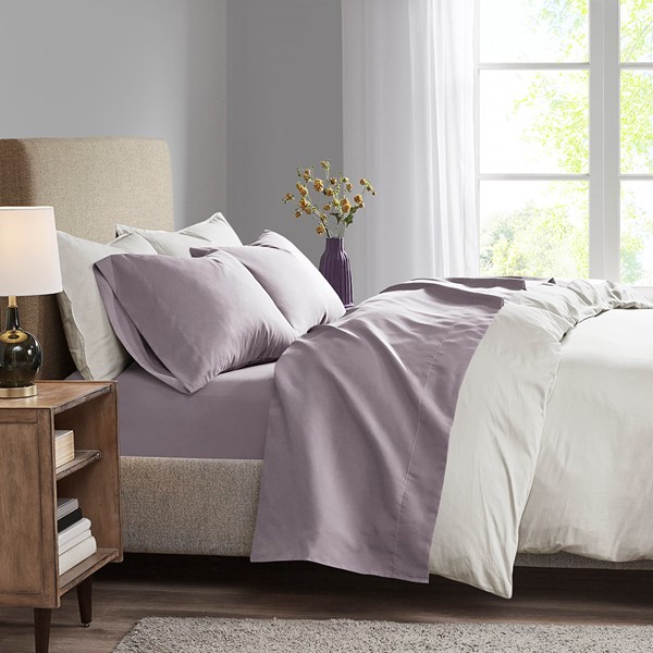 Madison Park Luxurious Brushed Microfiber Deep Pocket Sheet Set in Purple, Twin XL MP20-6334