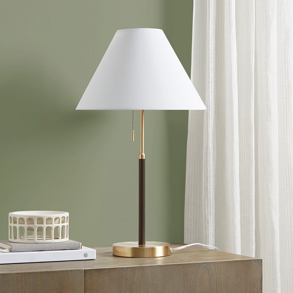 INK+IVY Bromley Two Tone Pull-chain Table Lamp in Gold/Brown II153-0147