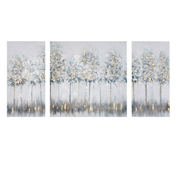 Madison Park Blue Midst Forest Gold Foil Triptych 3-piece Canvas Wall Art Set in Blue Multi MP95C-0226