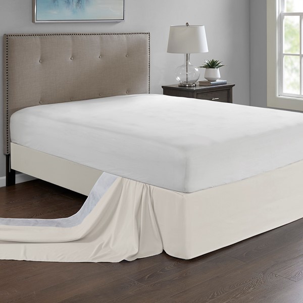 Madison Park Simple Fit Wrap Around Adjustable Bedskirt in Ivory, One Size MP11-5365