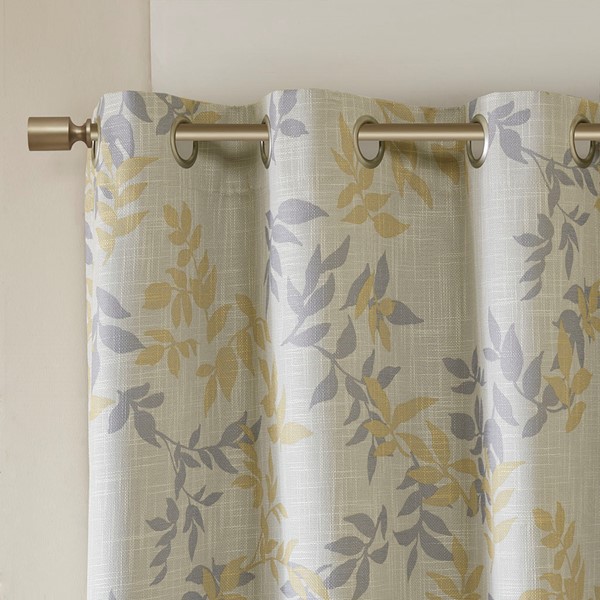 SunSmart Julie Printed Botanical Blackout Curtain Panel in Yellow, 50x84" SS40-0022