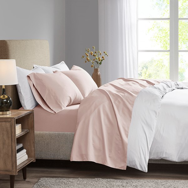 Madison Park Luxurious Brushed Microfiber Deep Pocket Sheet Set in Blush, Cal King MP20-4393