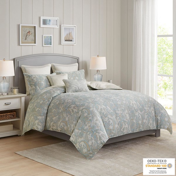 Harbor House Chelsea 3 Piece Cotton Duvet Cover Set in Blue, Full/Queen HH12-248