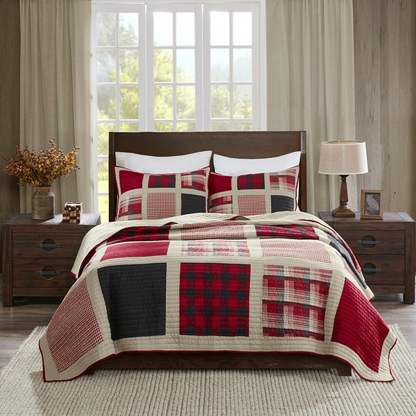 Woolrich Huntington 100% Cotton Oversized Quilt Mini Set in Red, Full/Queen WR14-1724