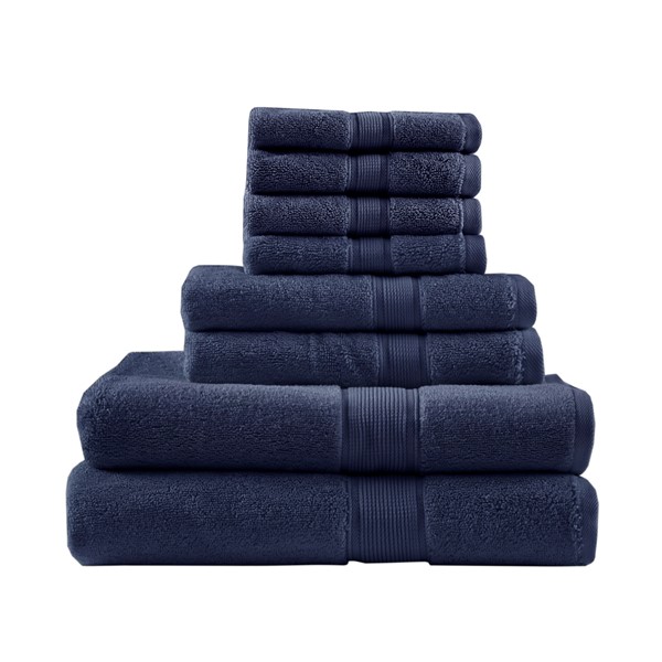 Madison Park Signature 800GSM 100% Cotton 8 Piece Towel Set in Dark Navy, 8-Piece MPS73-540