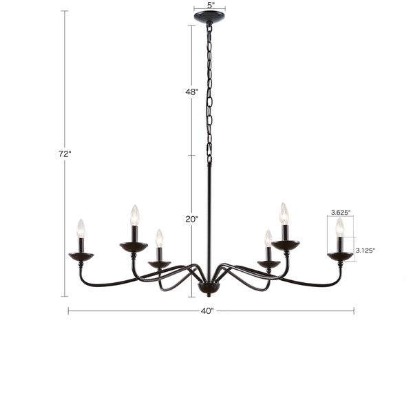 INK+IVY Brighton 6-Light Farmhouse Metal Chandelier in Matte Black MP150-0194