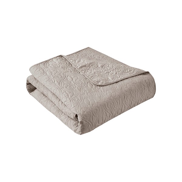 Madison Park Quebec Oversized Quilted Throw in Khaki, 60x70" MP50-2984