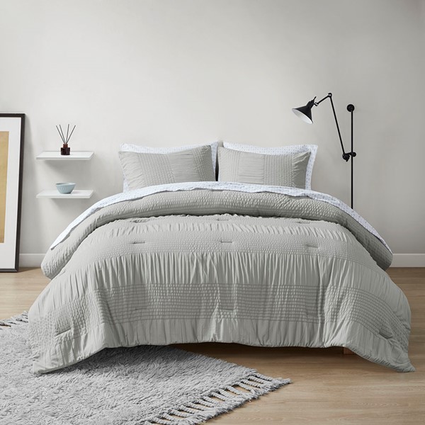 Madison Park Essentials Nimbus Comforter Set with Bed Sheets in Grey, Twin MPE10-956