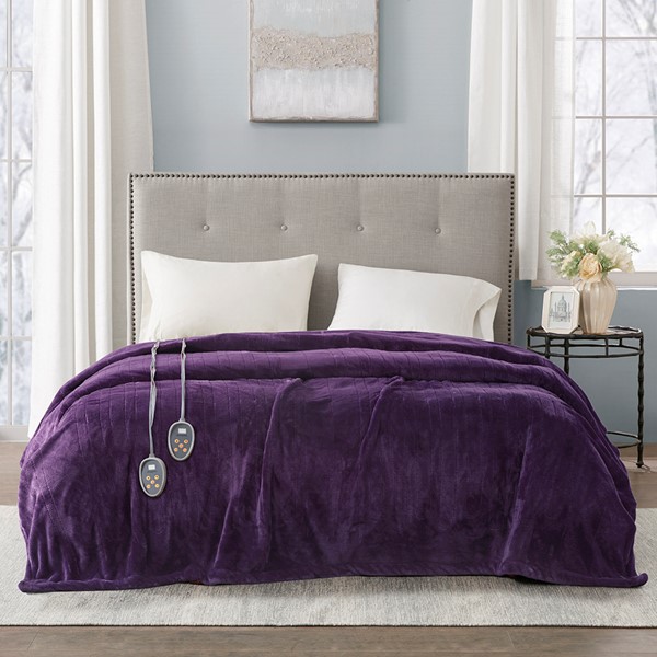 Beautyrest Plush Heated Blanket in Purple, Full BR54-1933