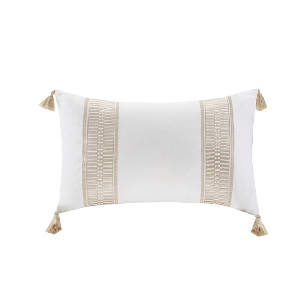 Harbor House Anslee Embroidered Cotton Oblong Decorative Pillow in Taupe, 12x20" HH30-1694