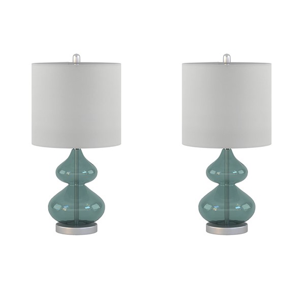 510 Design Ellipse Curved Glass Table Lamp, Set of 2 in Blue, Set of 2 5DS153-0018