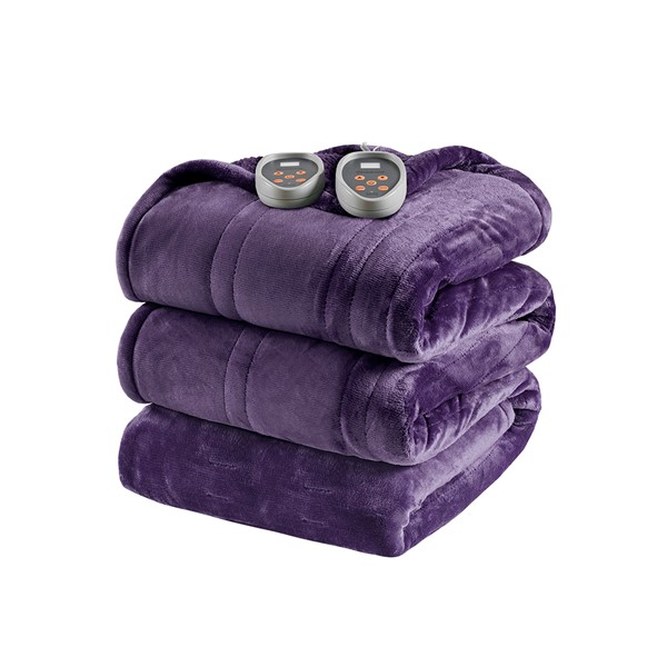 Beautyrest Heated Microlight to Berber Blanket in Purple, Full BR54-1941