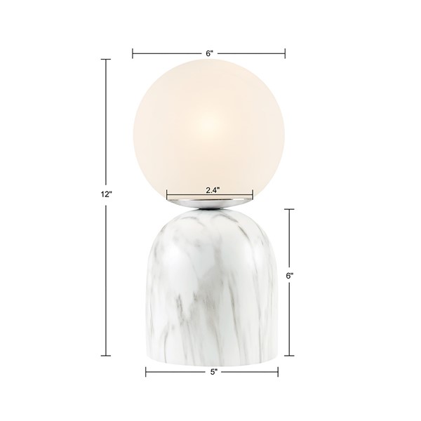 INK+IVY Nelia Frosted Glass Globe Resin Table Lamp in White II153-0144