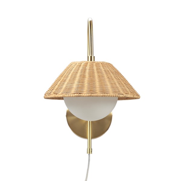 INK+IVY Laguna Rattan Weave Shade Wall Sconce in Gold II155-0145