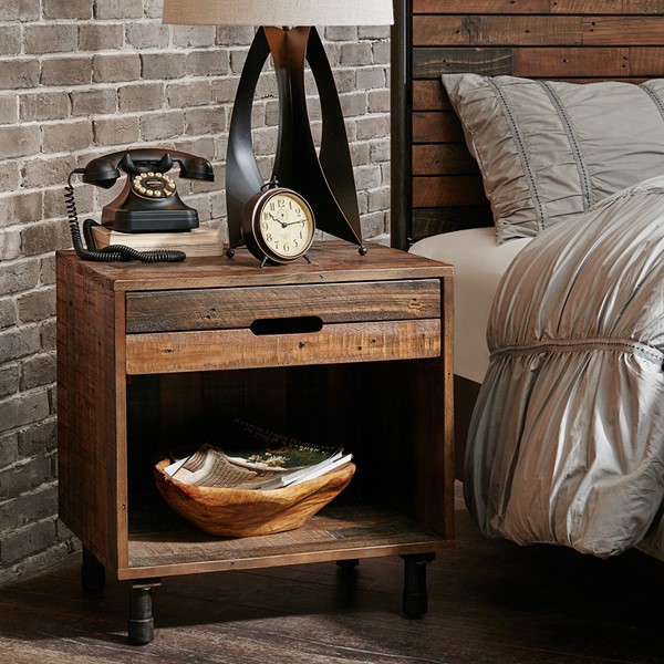 INK+IVY Renu Solid Wood Nightstand in Light Brown Multi II136-0067