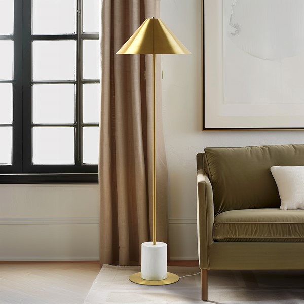 INK+IVY Brillora Floor lamp in Gold/Marble II154-0157