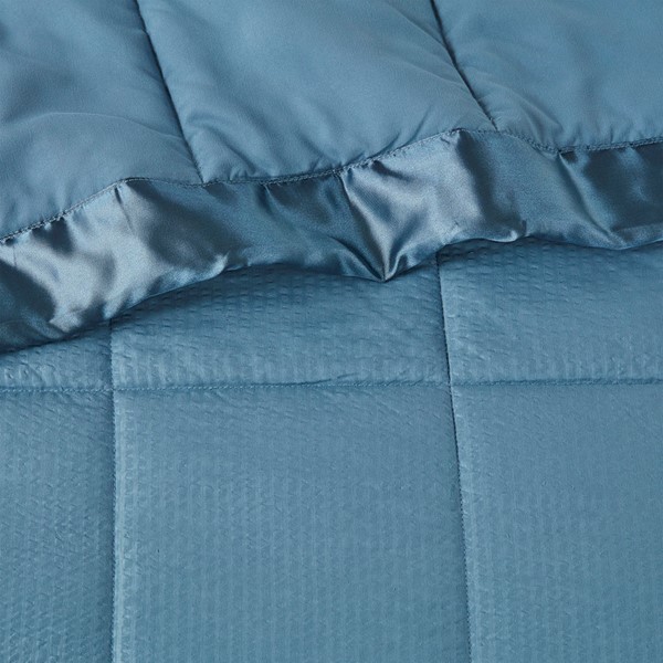 Madison Park Cambria Oversized Down Alternative Blanket with Satin Trim in Slate Blue, King MP51-7648