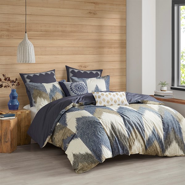 INK+IVY Alpine Cotton Duvet Cover Mini Set in Navy, King/Cal King II12-555