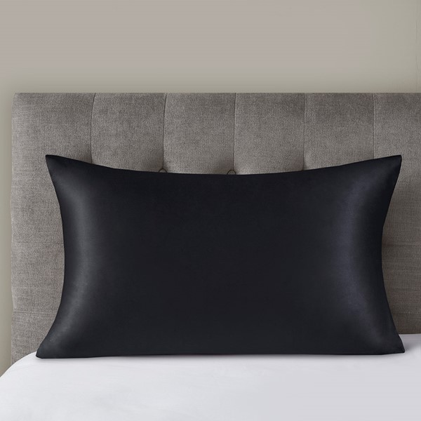 Madison Park 100% Mulberry Silk Pillowcase Single Piece in Black, Queen MPT21-0127