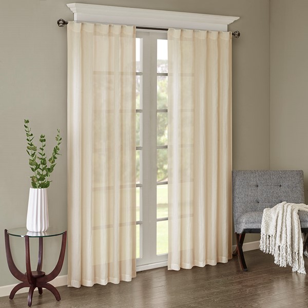 Madison Park Harper Solid Crushed Curtain Panel Pair in Cream, 42x95" MP40-4526