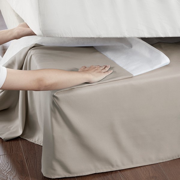 Madison Park Simple Fit Wrap Around Adjustable Bedskirt in Khaki, One Size MP11-5368