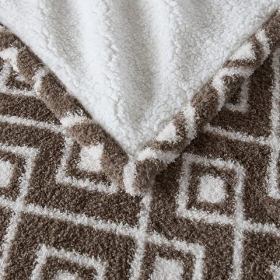 Sharper Image Amira Dream Soft Heated Throw in Brown Geo, 50x60" SI54-0068