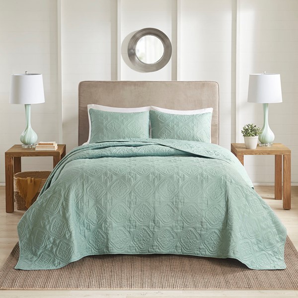 510 Design Oakley 3 Piece Reversible Bedspread Set in Seafoam, Full/Queen 5DS13-0170