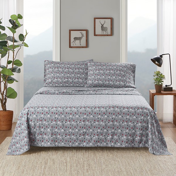 Woolrich Cotton Flannel Sheet Set in Grey Ski Jump, Full WR20-4009