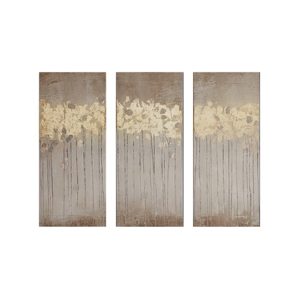 Madison Park Dewy Forest Gold Foil Abstract 3-piece Canvas Wall Art Set in Taupe MP95C-0052