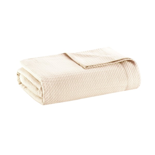 Madison Park 100% Certified Egyptian Cotton Blanket in Ivory, King MP51N-5173