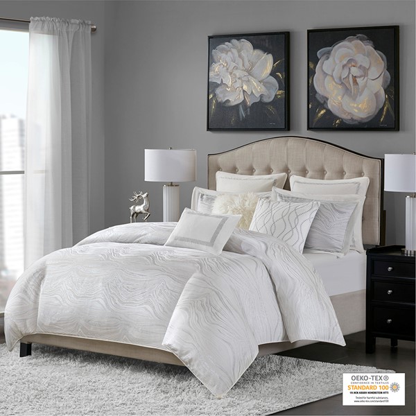 Madison Park Signature Hollywood Glam Comforter Set in White, King MPS10-311