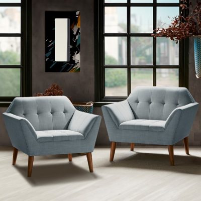 INK+IVY Newport Lounge Chair Set of 2 in Light Blue II100-0588