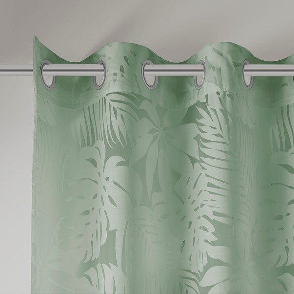 Madison Park Leilani Palm Leaf Burnout Window Sheer in Sage Green, 50x84" MP40-8218