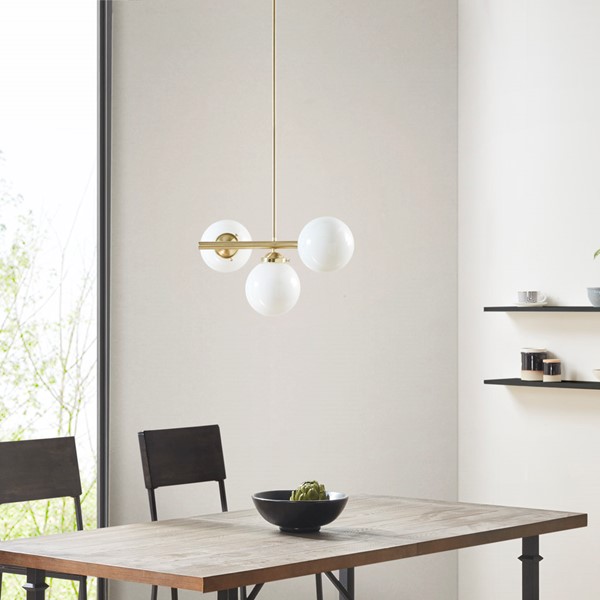 INK+IVY Aurelia Chandelier with Frosted Glass Globe Bulbs in Gold, 3-Light II151-0134