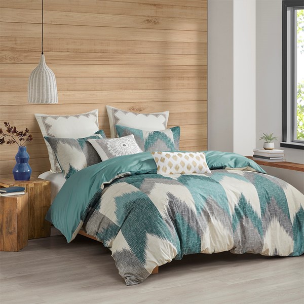 INK+IVY Alpine Cotton Duvet Cover Mini Set in Aqua, Full/Queen II12-783