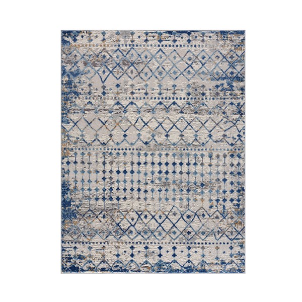 Madison Park Hannah Moroccan Global Woven Area Rug in Blue/Cream, 6x9' MP35-7579