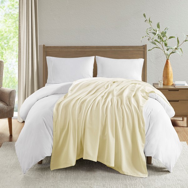 Madison Park Liquid Cotton Blanket in Ivory, King BL51N-0734