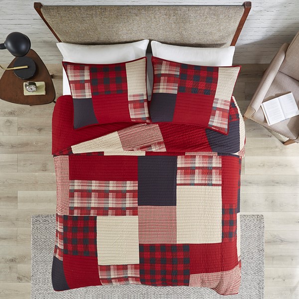 Woolrich Sunset Oversized Cotton Quilt Mini Set in Red, King/Cal King WR14-1731