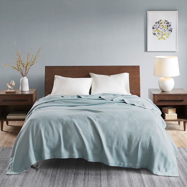 Madison Park 100% Certified Egyptian Cotton Blanket in Light Blue, King MP51N-6189