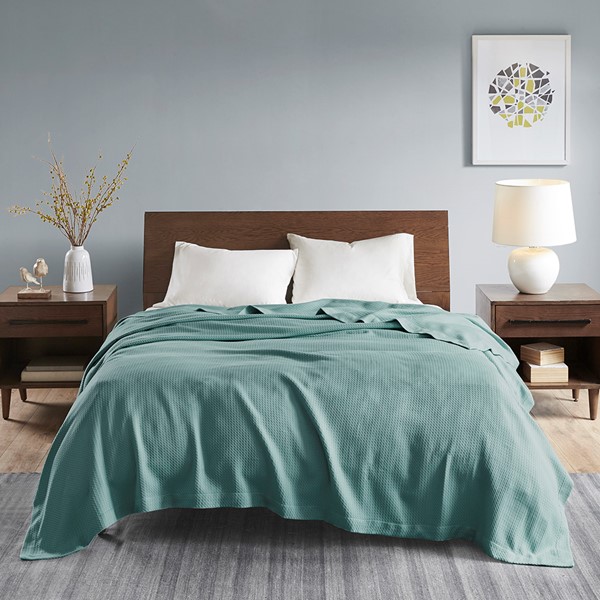 Madison Park 100% Certified Egyptian Cotton Blanket in Teal, King MP51N-6433